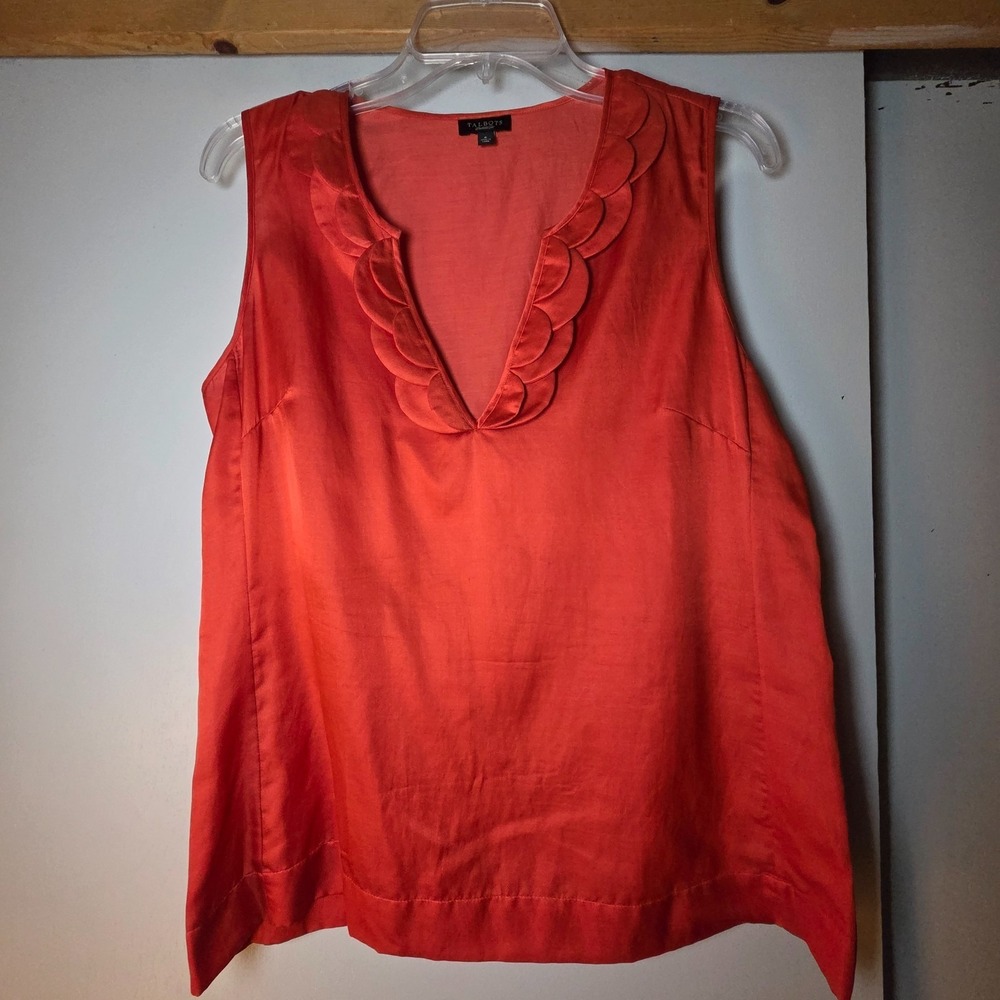 Talbots Women's M Tank Top Silk Cotton Orange Career Office Work Luxury Dressy